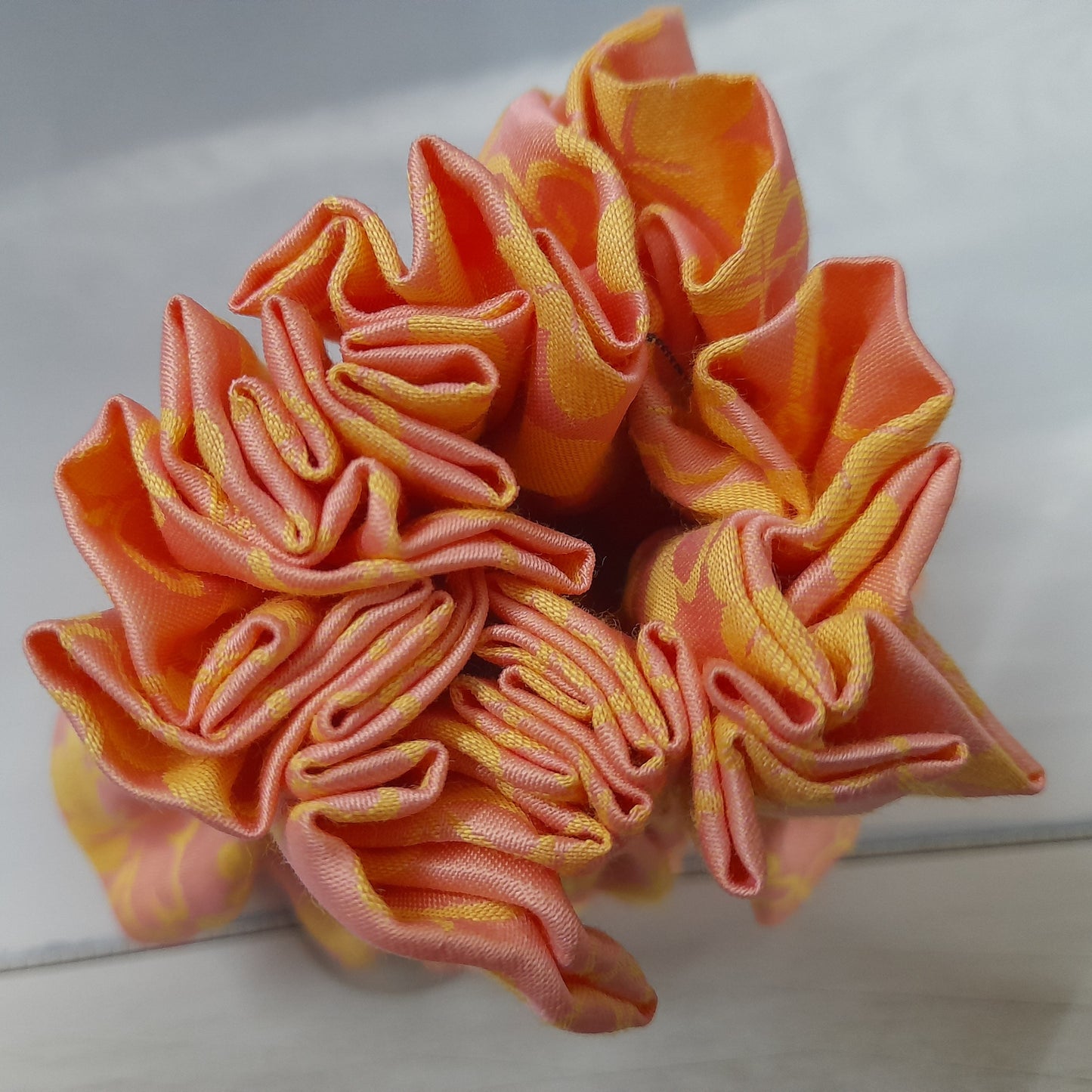 Peachy dazzle cotton silk scrunchie