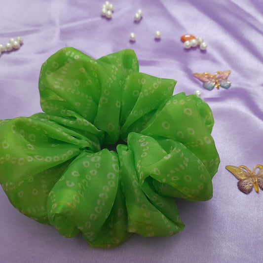 Pear green Bandhani Scrunchie