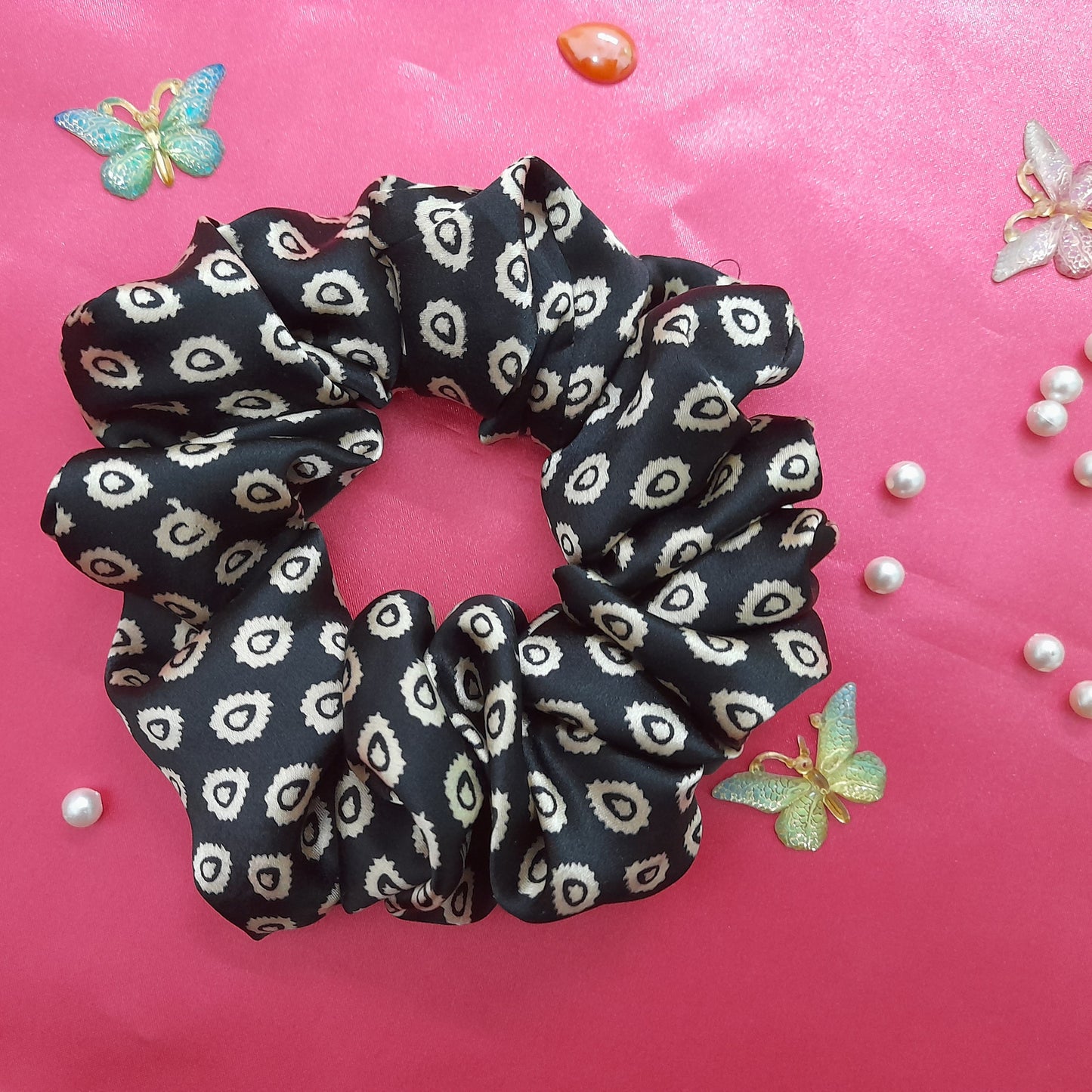 Black shell chiffon Scrunchie