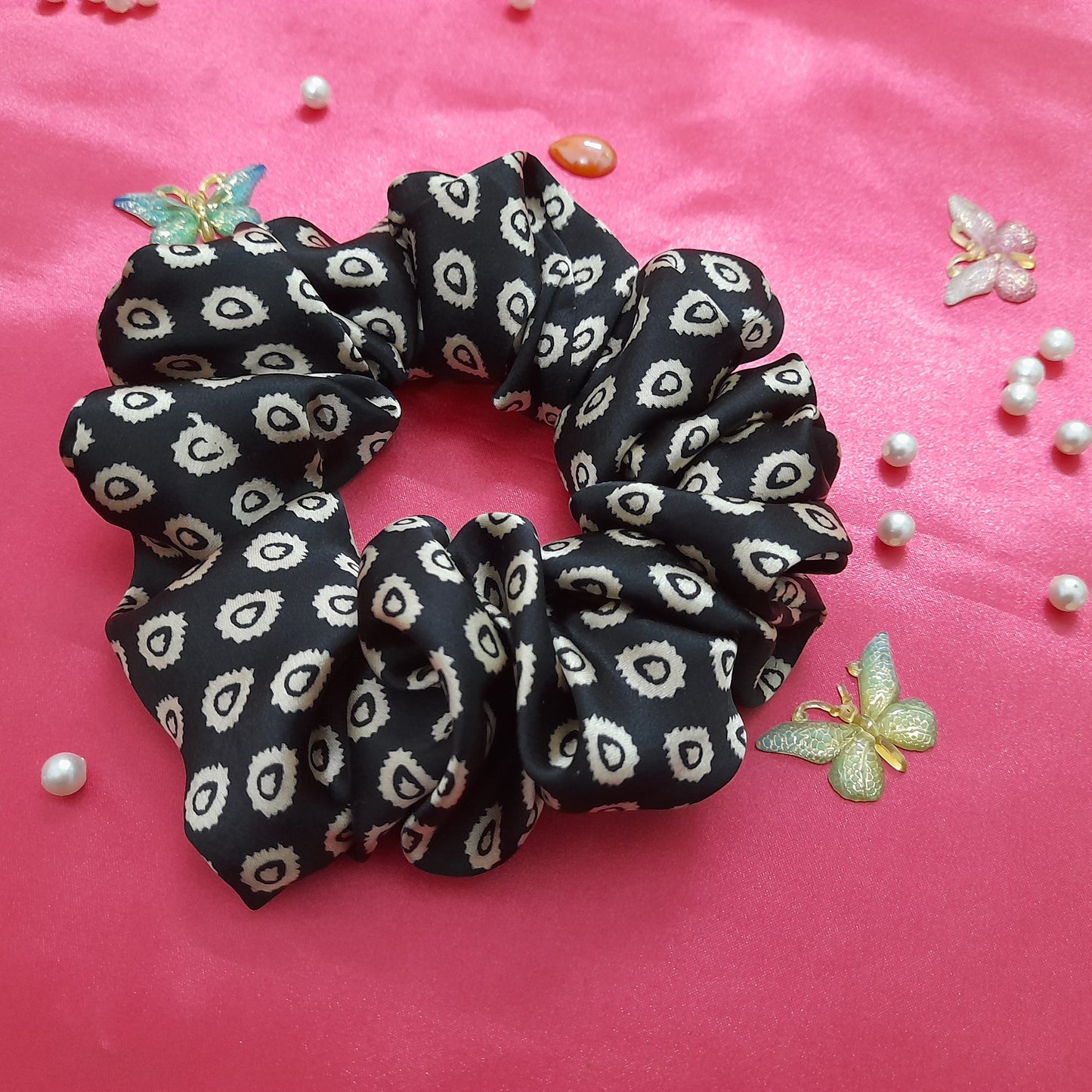 Black shell chiffon Scrunchie