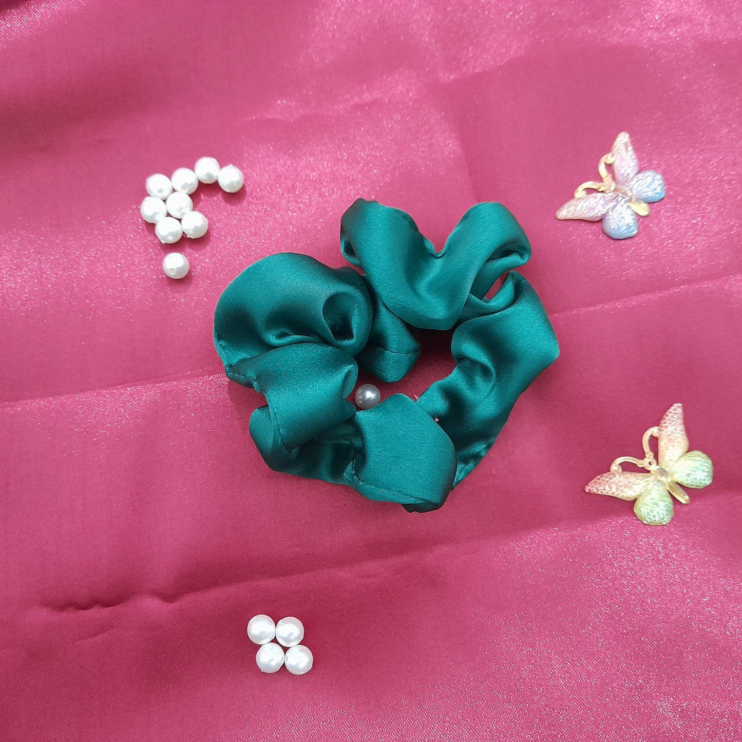 Sacramento green satin scrunchie