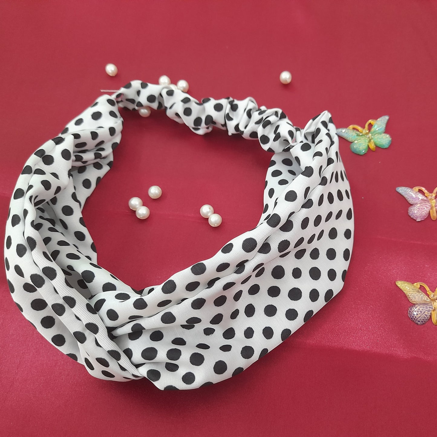 Polka satin hairband