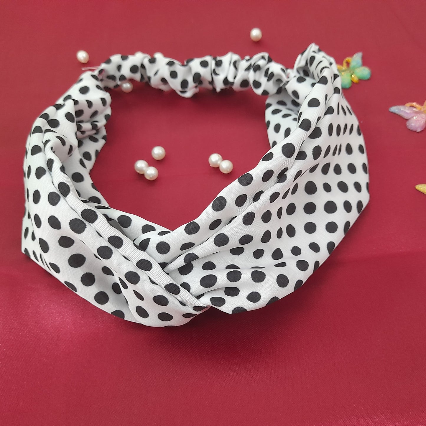 Polka satin hairband