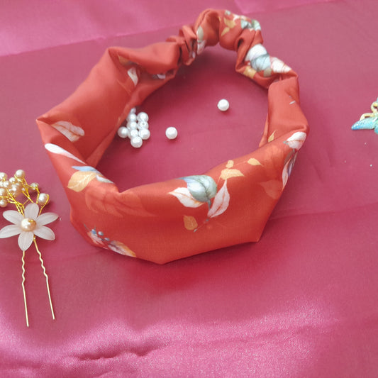 Red floral Satin hairband
